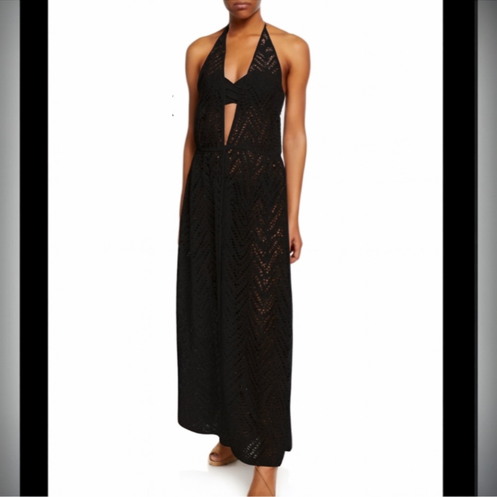 Milly Katrina Deep Plunging Halter Maxi coverup